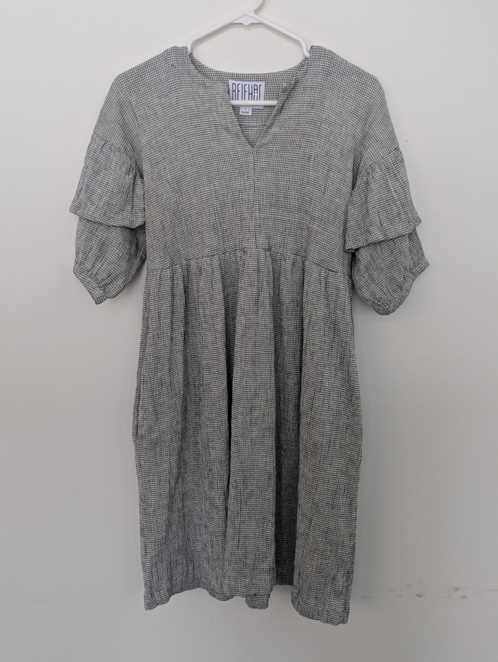 Reifhaus Rhea USA made Linen Ruffle Black White Dress